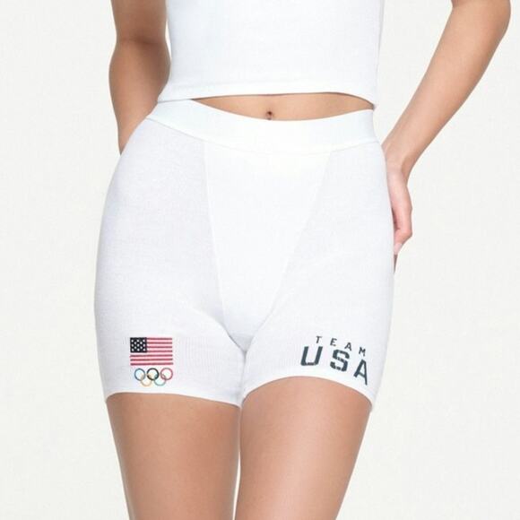 NWT Skims Womens Small USA Ribbed Olympic Biker Boy Shorts Loungewear Comfy - Picture 1 of 11